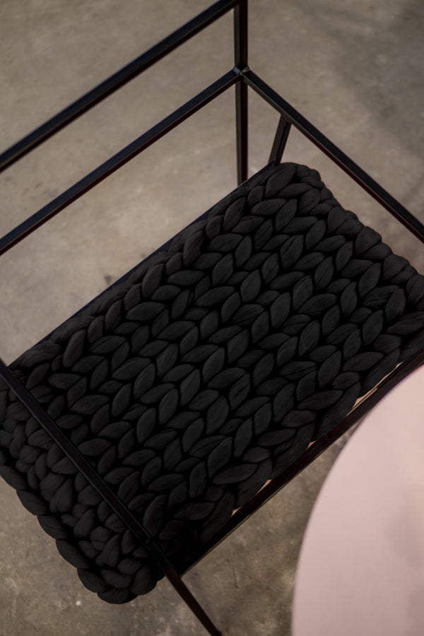 Chunky Knit Chair Cushion Chair Pillow Black 40x60