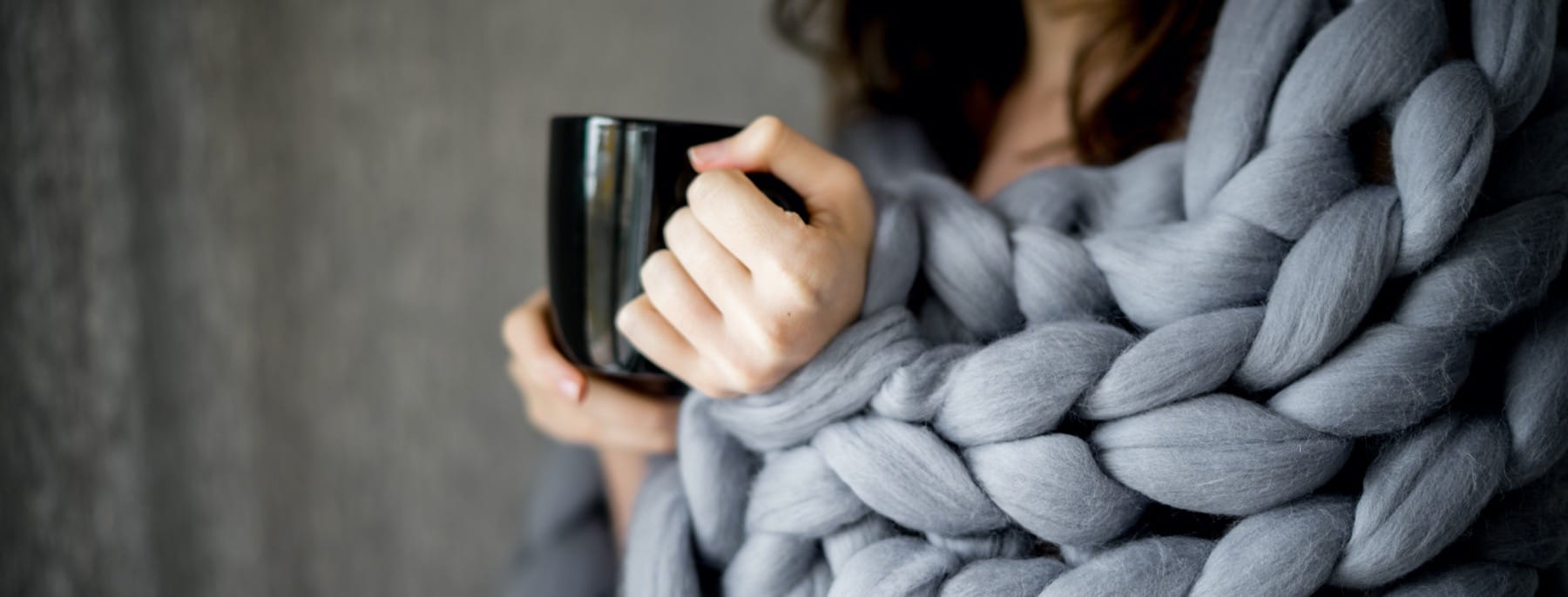 gray chunky knit blanket