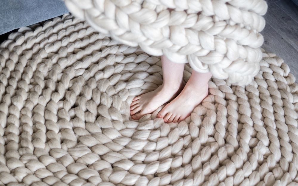 chunky knit rug wool rug